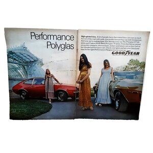 1971 Goodyear Polyglas GT 60 Tires Sexy Woman Red Pinto Original Print Ad 70s